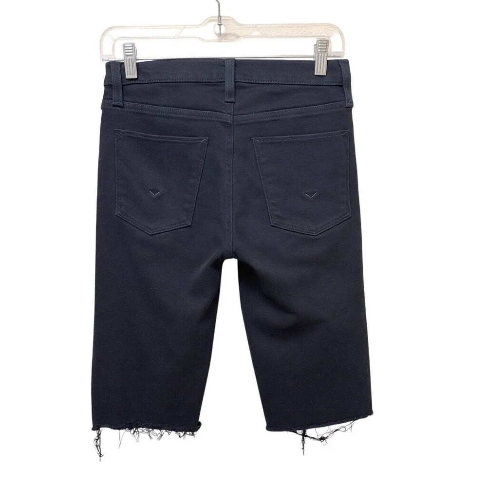 NWOT Hudson Jeans Womens Amelia Mid Rise Knee Short Black Denim Bermuda Size‎ 26